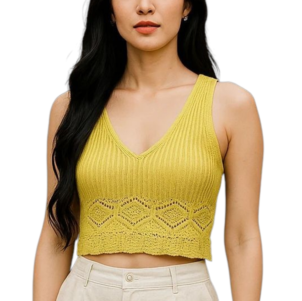 House of Harlow 1960 Yellow Knit Crop Top Size Small